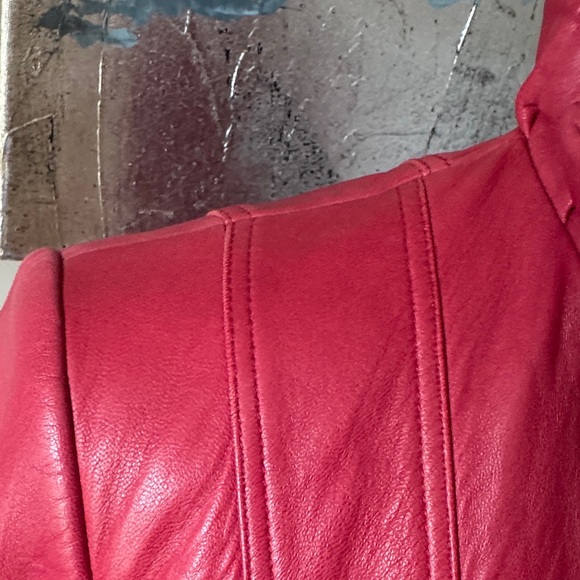Elie Tahari Women's Red Leather Jacket Size Small - Picture 8 of 16